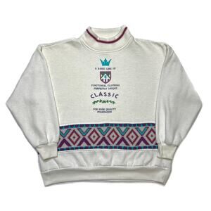 Mister Noah Vintage 90s Perfectly Unique Graphic Sweater Knit Paneled Mock Neck